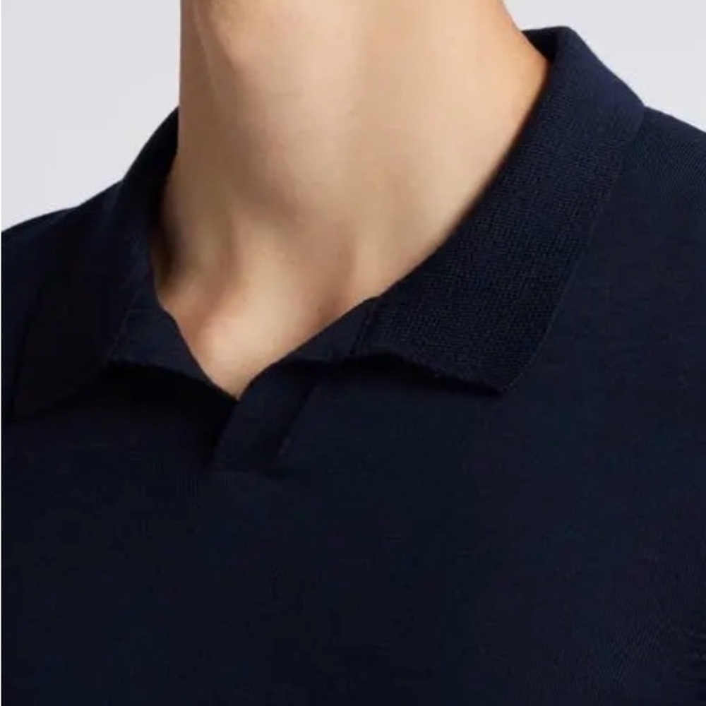 Boss Enord Long Sleeve Wool Polo Sweater in Dark Blue - Picture 2 of 8